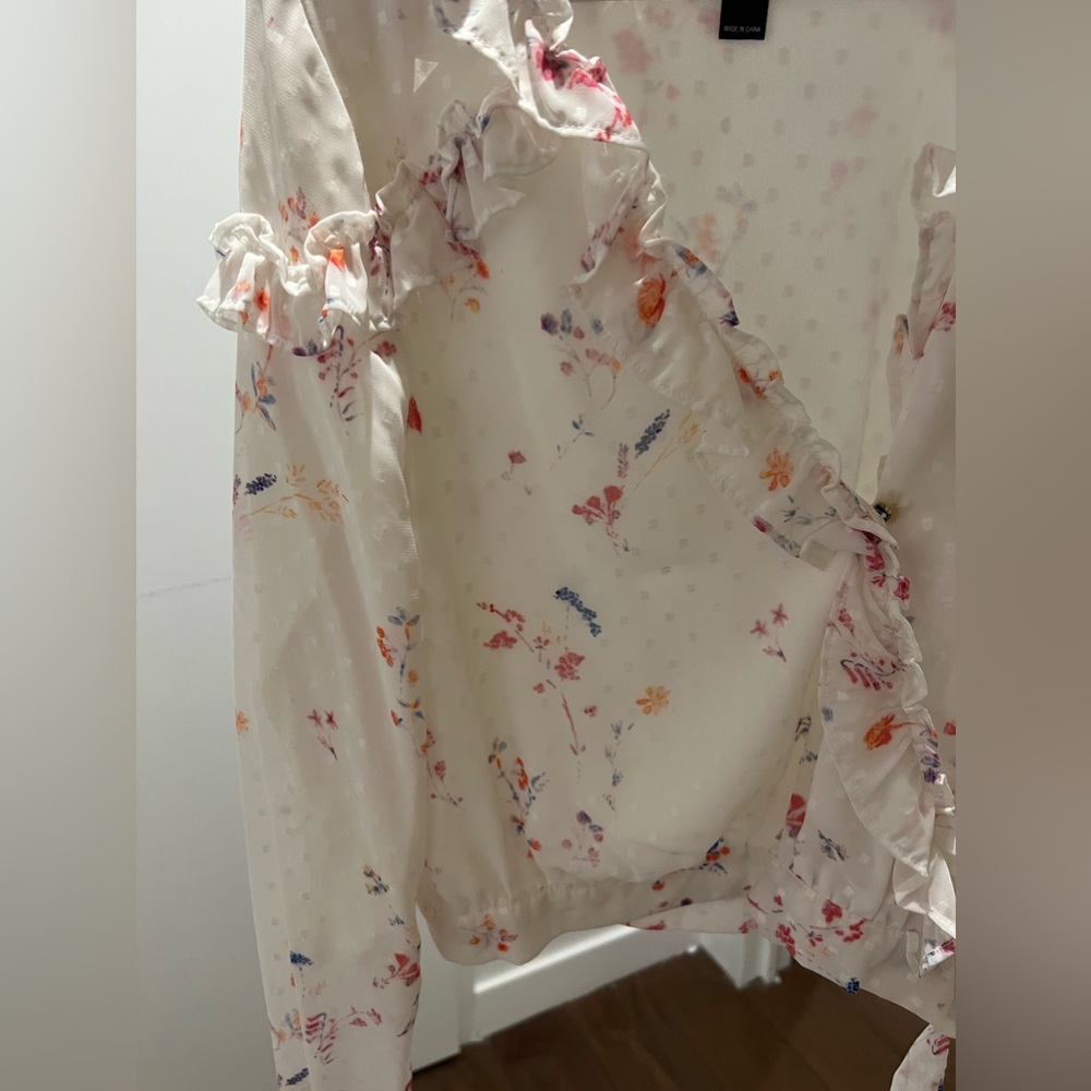 Aqua floral shirt NWOT